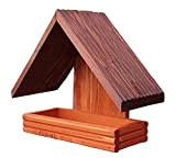 Mangeoire pour oiseaux en bois résistant aux intempéries, mangeoire pour oiseaux muraux, jardin, balcon, clôture (marron+rouge)