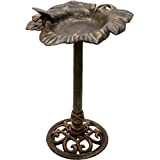 Maxstore Bain d'oiseaux en Bronze, Fontaine à Oiseaux, Ø 48cm x H80 cm, Poids 11 kg