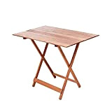 Mediawave Store - Table pliante 100 x 60 cm en bois naturel, refermable, table de jardin, table pliante d'appoint, bois, ...