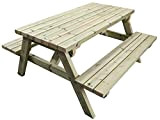 MG Timber Products Table de pique-nique robuste en bois de séquoia suédois de qualité 152 cm Traité sous pression pour résister aux intempéries ...