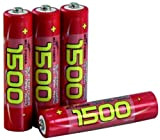 Micro Batterie NiMH 1,2 V, 1500 NiMH, Type AAA, Lot de 4