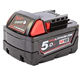 Milwaukee M18B5 Red Lithium ION Battery 18v 5.0 Ah Multicolore