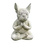 MINGZE Statue de Bouddha Bulldog, Figurine de Chien de Yoga en Méditation Animal Zen en Résine Décoration de Jardin de ...