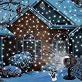 MINPE LED Chute de neige Lumière Projecteur Chute de Neige Led Lumières avec Télécommande Rotative Paysage Étanche Flocon De Neige ...