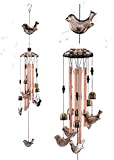 Mogokoyo Carillon à Vent Décoratif Oiseaux Suspendu en Métal avec 4 Tubes Creux et 5 Wind Chimes en Aluminium, Carillon ...