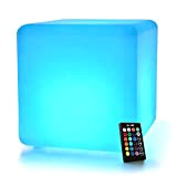 Mr.Go 30cm LED Cube Lumineux avec Télécommande, Changeant de Couleur Lampe, 16 Couleurs et 8 Luminosité Dimmable, Imperméable Cube Tabouret ...