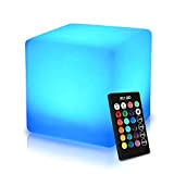 Mr.Go 40cm Étanche Cube Lumineux LED Cube Tabouret Siège pour Extérieur et Intérieur avec Télécommande, 16 Couleurs, Changeant de Couleur ...