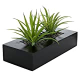 MyGift Plante artificielle verte dans un pot de fleurs rectangulaire en bois noir