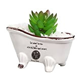 MyGift Pot de fleurs/porte-savon en porcelaine blanche style campagne française
