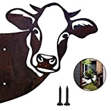 N/S Décoration Vache en Métal Rouille, Vache Décorative en Métal Rouillé, Vache Voyeur de Jardin avec Vis, pour Jardin Et ...