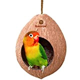 Natural Coconut Shell Bird House, Nesting bird house for cage or outside, Finch, Canary, Sparrows’ Eco-friendly Feeder, Natural texture encourages ...