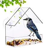 Nature_Decor Mangeoire à oiseaux transparente à suspendre avec ventouse et 21 trous de drainage