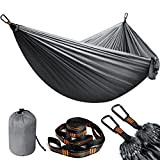 NatureFun Hamac Ultra-léger de Voyage Camping(275 x 140 cm) Nylon à Parachute| 2 x Mousquetons de qualités, 2 x Sangles ...
