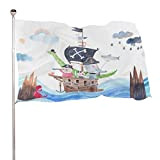 NIBABA Drapeau décoratif de jardin, bannière de cour, voilier, pirate, pour enfant, toutes les saisons, drapeau de bienvenue à suspendre, ...