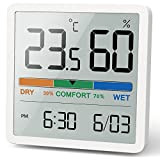 NOKLEAD Hygromètre Thermomètre d'intérieur, thermomètre numérique de bureau avec moniteur de température et d'humidité, thermomètre d'ambiance à jauge d'humidité précise ...