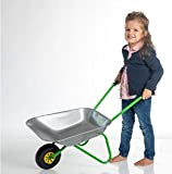 OA Rolly Toys Brouette en métal argenté/vert (pour enfants à partir de 2 ans, corps en métal, charge maximale 25 ...
