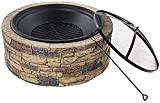 Outdoor Fire Pit BBQ Grill Bonfire Pit Fire Pit Outdoor Wood Burning Round 34" for Outside Garden Patio Backyards Wood ...