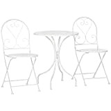 Outsunny Ensemble de Jardin Bistro 3 pièces 2 chaises Pliantes et Table Ronde en métal époxy - Blanc