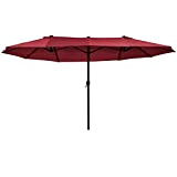Outsunny Parasol de jardin XXL parasol grande taille 4,6L x 2,7l x 2,4H cm ouverture fermeture manivelle acier polyester haute ...