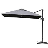 Outsunny Parasol déporté carré parasol LED inclinable pivotant 360° manivelle piètement acier dim. 3L x 3l x 2,66H m gris