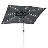 Outsunny Parasol lumineux rectangulaire inclinable dim. 2,68L x 2,05l x 2,48H m parasol LED solaire acier polyester haute densité gris