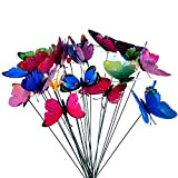 Outus 24 Pièces Papillons de Jardin Coloré libellules de Jardin sur Bâtons pour Décoration de Plante, Cour de Jardin, Décoration ...