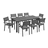 Oviala Table et chaises de Jardin Aluminium et polywood 8 Places Gris foncé