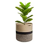Panier de Plante Panier de Rangement Paniers de tressé Pliable en Corde de Coton Pot de Fleur avec poignée 20×20cm