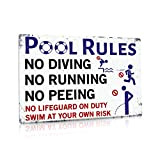 Panneau de règles de piscine, décorations intérieures/extérieures pour piscine, 30,5 x 20,3 cm, panneau en aluminium – No Diving No ...