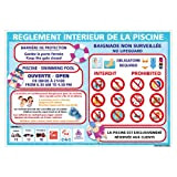 Panneau Réglement Intérieur De La Piscine - Protection Anti-UV - Dimensions300x210 mm - Plastique Rigide PVC 1,5 mm