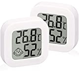 PANSYFEN 2PCS Mini Thermomètre Hygromètre Digital Thermomètre Chambre Bébé d'humidité de Température et Icône de Visage Indicateur de Confort pour ...