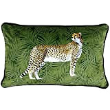 Paoletti Riva Cheetah Coussin Forêt Couverture - Vert - Palm Leaf Design - Velvet Feel Tissu - Canalisé Edges - ...
