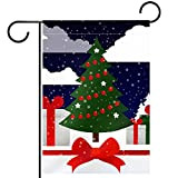 Petit drapeau de jardin décoratif double face avec nuages d'arbre de Noël 30,5 x 45,7 cm
