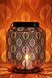 Petite Lanterne marocaine en métal Baghira 26cm or | Photophore marocain pour l'extérieur au jardin ou l'intérieur sur la table ...