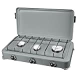 Plaque de cuisson gaz portable 3 feux 3000W SILVER 3 Rechaud gaz butane/Propane Bruleurs inox Couvercle amovible