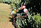 Pluviomètre de jardin décoré d’un couple d’oiseaux/corbeaux En métal et en verre Multicolore H 136 cm