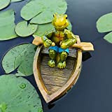 POHOVE Statue de grenouille flottante en résine pour étang en train de ramper - Statue de tortue flottante pour jardin, ...