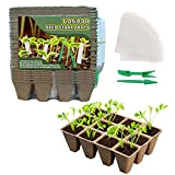 Pots Biodégradables, 24 Pièces Plateaux de semis 288 Trous Carré Cells Seed Starter Trays pour Graines de Jardinage avec 24 ...