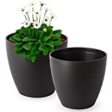 Pots de fleurs décoratifs d'intérieur en plastique pots de fleurs pour plantes d'extérieur 21 cm (2 pièces)