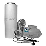 Prima Klima Ventilateur extracteur 6'' Ø 420/800 m3/h Kit complet de contrôle des odeurs avec filtre à charbon Idéal pour ...