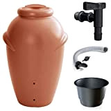 Prime Garden® Aqua-Can Réservoir d'eau de Pluie avec Robinet et Connexion - Amphore Tonneau (210L, Terre Cuite)