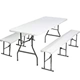 Probache - Table Pliante d'appoint Portable 180 CM et 2 bancs Pliables pour Camping ou réception
