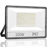 Projecteur LED Extérieur 100W, IP67 étanche Spot LED Extérieur, 10000LM 7000K Blanc Froid Ultra Mince éclairage de Sécurité LED, Luminaire ...