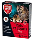 PROTECT EXPERT RASOU150 RASOU150-Pâte Rats et Souris 150g-Lieux secs et humides-Efficacité maximale, Sachets pré-dosés