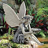 Qagazine Décoration de fée de jardin, statue de fée de tournesol, 2 tons, mangeoire à oiseaux pour décoration extérieure de ...