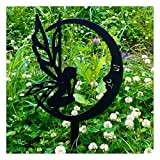 QKFON Silhouette d'elfe de décoration de jardin, élégante silhouette de fée en métal forgé, pendentif en fer forgé adapté pour ...