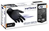 Réflexx R78 / m Gants de nitrile sans poudre, moyen, noir, paquet de 100