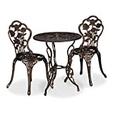 Relaxdays Ensemble bistrot, 3 pièces, Table, 2 chaises, Balcon, terrasse, Set Vintage, Fonte d’alu, Bronze