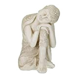 Relaxdays Statue Bouddha XXL, Sculpture Jardin, HLP 61 x 40,5 x 38 cm, résistant aux intempéries et au Gel, Blanc ...