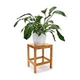 Relaxdays Tabouret en bambou Table pour plantes tabouret salle de bain HxlxP: 40 x 28 x 32 cm table appoint ...